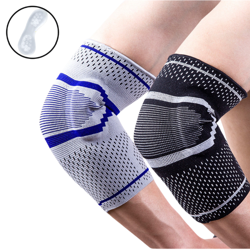 Custom Soft Silicon Pad Non Slip Breathable Knitted Compression Knitted Sleeve Elbow Support Brace