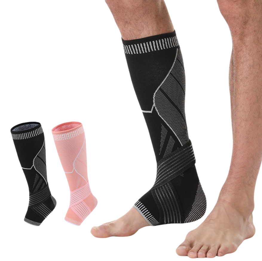 Football Running Shin Guard Compression 3D Knitted Sock Elastic Belt Strap Leg Calf Brace Sleeve