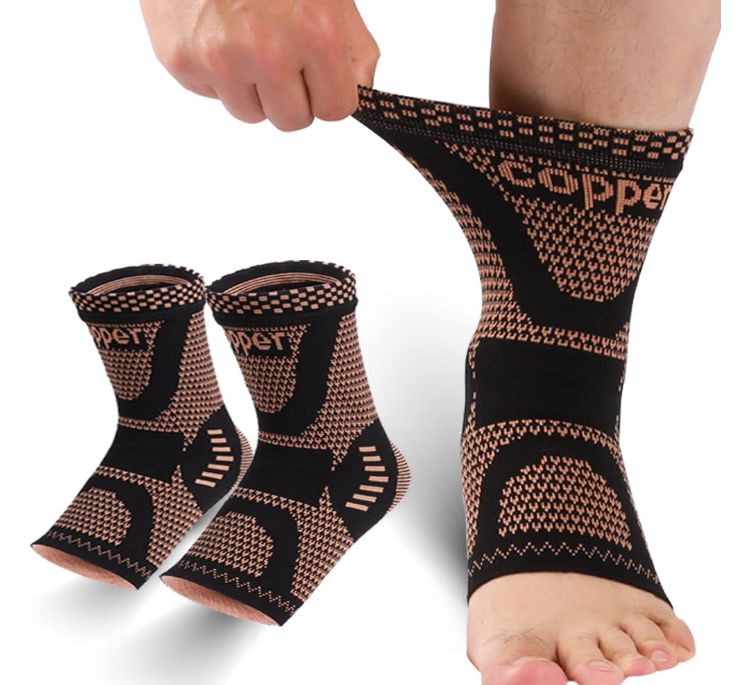 High Quality Nylon Copper Fabric Ankle Support Brace Custom Sports Cooper Ankle Sleeve